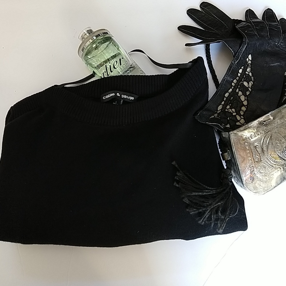 Cable & Gauge Black Sweater 3/4 Sleeves